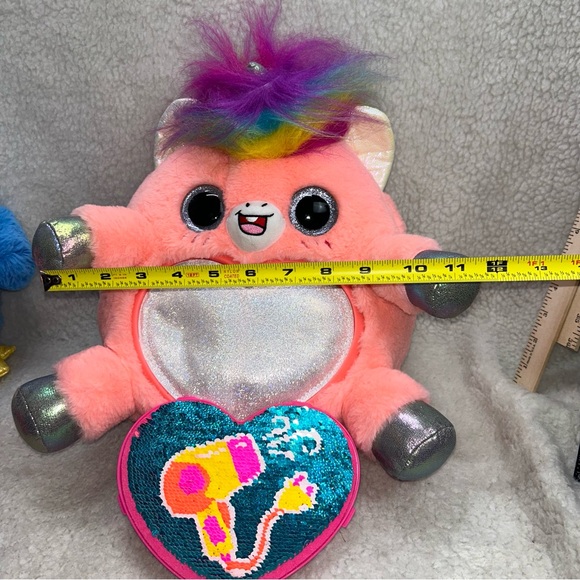 Zuru Rainbocorns big hair surprise 3 plush 13" & 5" Toucan Unicorn sequin heart - Picture 4 of 15